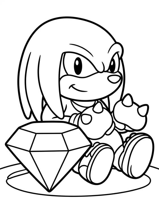 Desenho de Knuckles e a Esmeralda Mestre para colorir e imprimir grátis