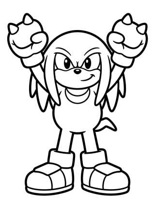 Desenho de Knuckles Fofinho em Pose de Herói para colorir e imprimir grátis