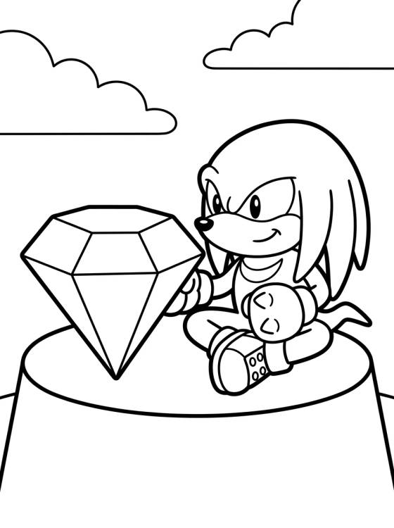 Knuckles Guardando a Esmeralda Mestre para colorir Desenho de Knuckles Guardando a Esmeralda Mestre para colorir e imprimir grátis