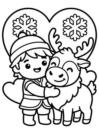 Coleção de desenhos para colorir: Kristoff e Sven para Colorir