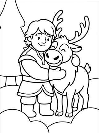 Kristoff e Sven Abraçados Fofos para colorir Desenho de Kristoff e Sven Abraçados Fofos para colorir e imprimir grátis