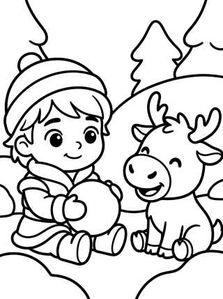 Kristoff e Sven Bebês Kawaii para colorir Desenho de Kristoff e Sven Bebês Kawaii para colorir e imprimir grátis