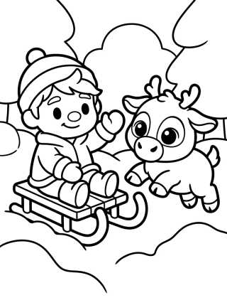 Kristoff e Sven Filhotes Kawaii para colorir Desenho de Kristoff e Sven Filhotes Kawaii para colorir e imprimir grátis