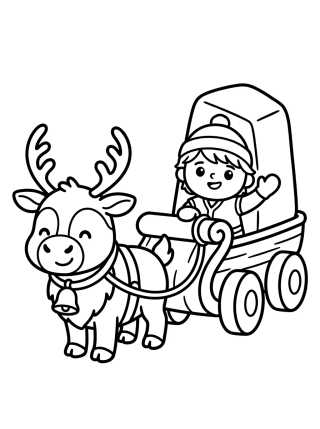 Desenho de Kristoff e Sven Puxando o Trenó para colorir e imprimir grátis
