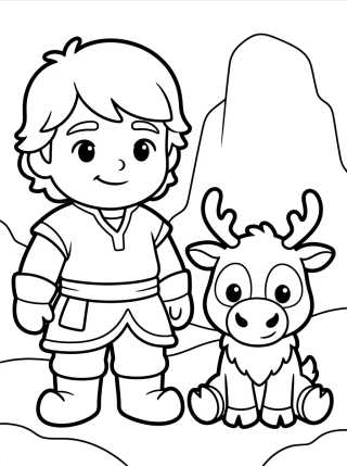 Desenho de Sven Bebê e Kristoff Criança para colorir e imprimir grátis