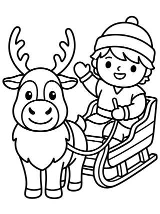 Sven Sorrindo com Kristoff no Trenó para colorir Desenho de Sven Sorrindo com Kristoff no Trenó para colorir e imprimir grátis