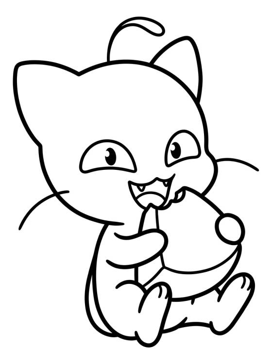 Desenho de Plagg o Kwami Gatinho Comendo Queijo para colorir e imprimir grátis