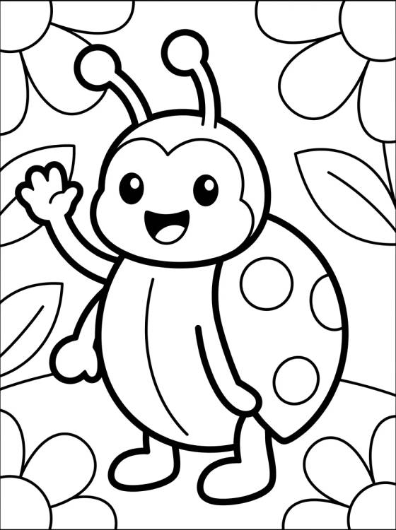Ladybug Acenando Feliz para colorir Desenho de Ladybug Acenando Feliz para colorir e imprimir grátis