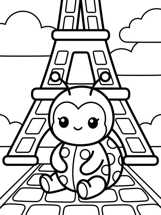 Ladybug Chibi em Paris para colorir Desenho de Ladybug Chibi em Paris para colorir e imprimir grátis
