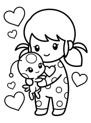 Ladybug com Tikki para colorir Desenho de Ladybug com Tikki para colorir e imprimir grátis