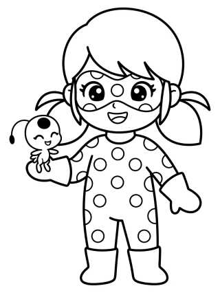 Desenho de Ladybug e o Kwami Tikki para colorir e imprimir grátis