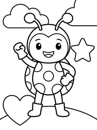 Ladybug em Pose Heroica Fofa para colorir Desenho de Ladybug em Pose Heroica Fofa para colorir e imprimir grátis