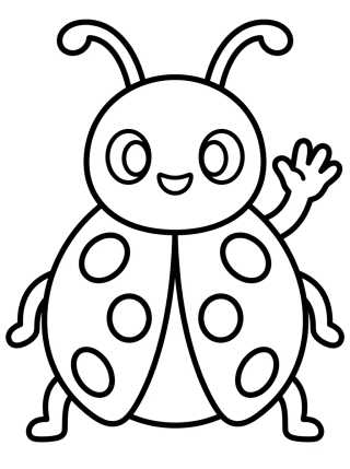 Desenho de Ladybug Fofa Acenando para colorir e imprimir grátis