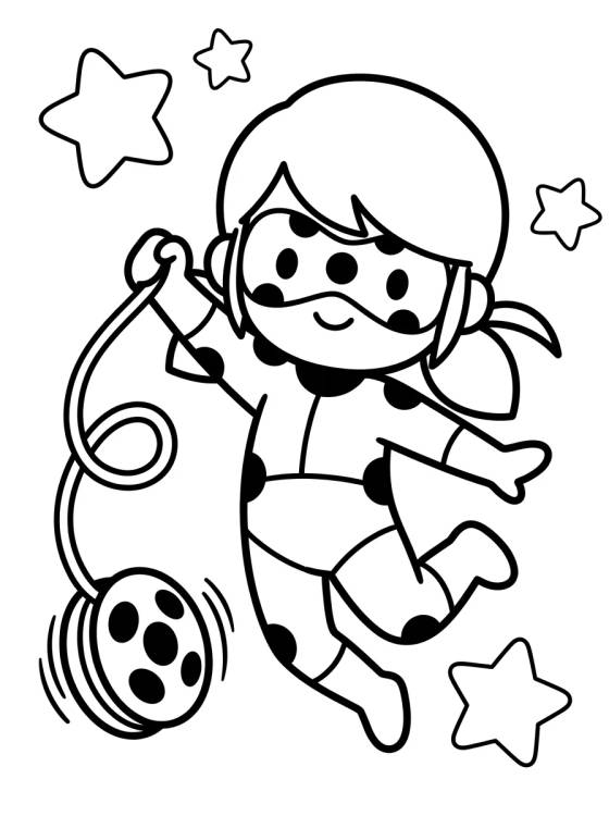 Ladybug Lançando o Ioiô para colorir Desenho de Ladybug Lançando o Ioiô para colorir e imprimir grátis