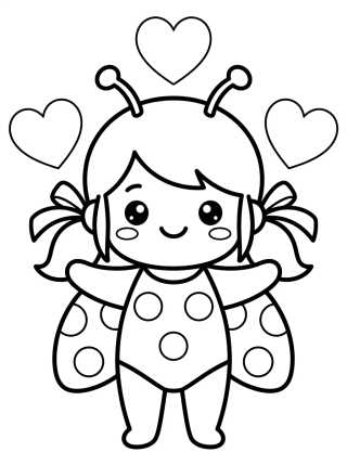 Ladybug Sorrindo Kawaii para colorir Desenho de Ladybug Sorrindo Kawaii para colorir e imprimir grátis