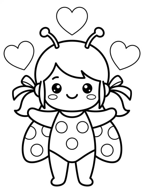 Ladybug Sorrindo Kawaii para colorir Desenho de Ladybug Sorrindo Kawaii para colorir e imprimir grátis