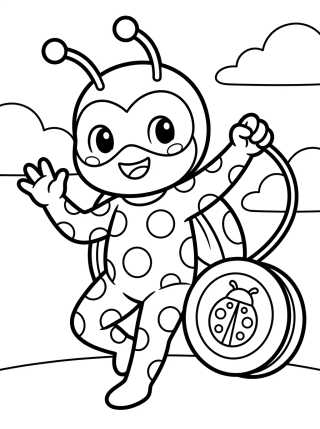 Ladybug Usando o Ioiô Mágico para colorir Desenho de Ladybug Usando o Ioiô Mágico para colorir e imprimir grátis