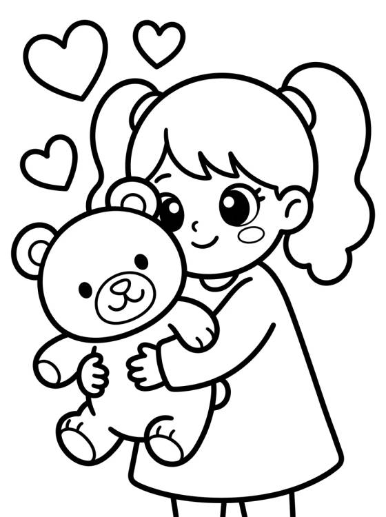 Lila Abraçando um Ursinho de Pelúcia para colorir Desenho de Lila Abraçando um Ursinho de Pelúcia para colorir e imprimir grátis