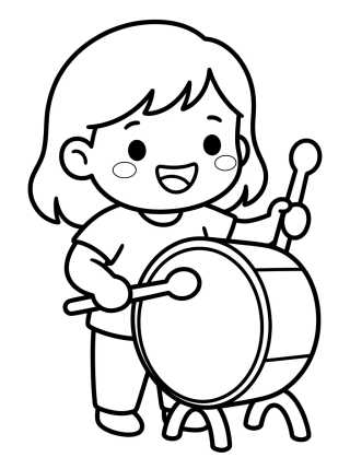Desenho de Lila Brincando com Tambor para colorir e imprimir grátis