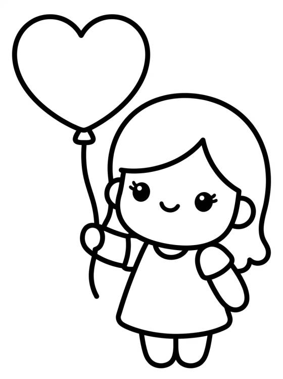 Lila com Balão de Coração para colorir Desenho de Lila com Balão de Coração para colorir e imprimir grátis