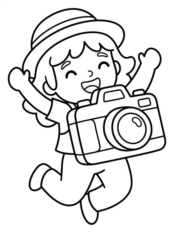 Desenho de Lila Dançando com Câmera Fotográfica para colorir e imprimir grátis