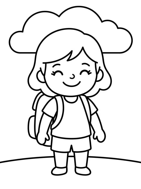 Desenho de Lila Sorrindo com sua Mochila de Escola para colorir e imprimir grátis