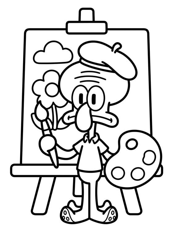 Lula Molusco Artista Pintando para colorir Desenho de Lula Molusco Artista Pintando para colorir e imprimir grátis