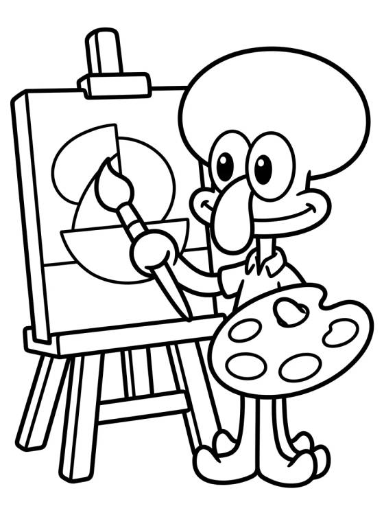 Desenho de Lula Molusco Artista Pintando para colorir e imprimir grátis