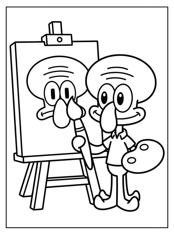 Desenho de Lula Molusco Artista Pintando para colorir e imprimir grátis