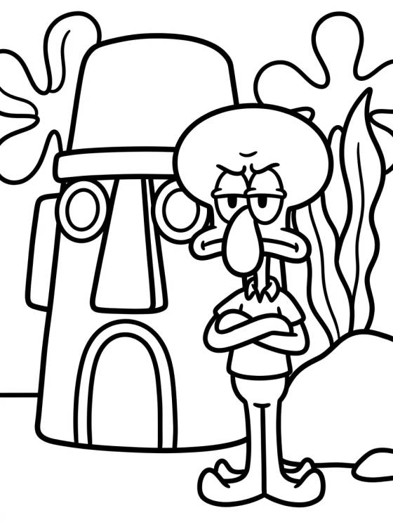 Desenho de Lula Molusco de Braços Cruzados para colorir e imprimir grátis