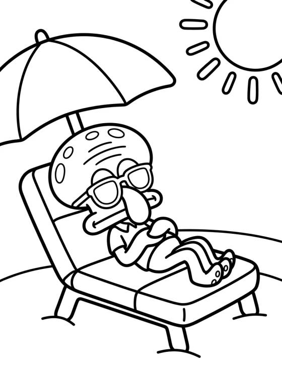 Lula Molusco Relaxando no Sol para colorir Desenho de Lula Molusco Relaxando no Sol para colorir e imprimir grátis