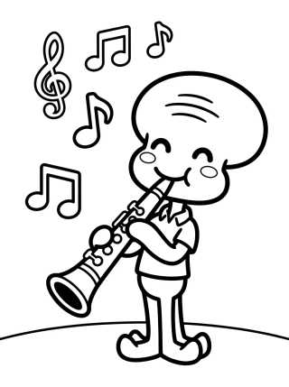Lula Molusco Tocando Clarinete para colorir Desenho de Lula Molusco Tocando Clarinete para colorir e imprimir grátis