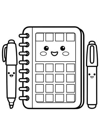 Caderno Sorridente com Canetinhas para colorir Desenho de Caderno Sorridente com Canetinhas para colorir e imprimir grátis