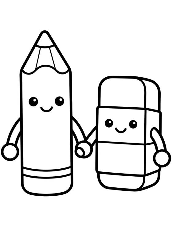 Lápis e Borracha Amiguinhos para colorir Desenho de Lápis e Borracha Amiguinhos para colorir e imprimir grátis