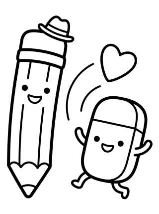 Lápis e Borracha Amiguinhos para colorir Desenho de Lápis e Borracha Amiguinhos para colorir e imprimir grátis