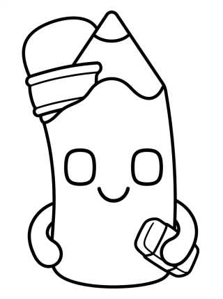 Lápis Fofo com Sorriso para colorir Desenho de Lápis Fofo com Sorriso para colorir e imprimir grátis