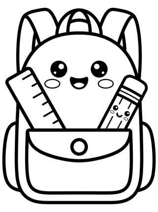 Coleção de desenhos para colorir: Material Escolar Fofo para Colorir
