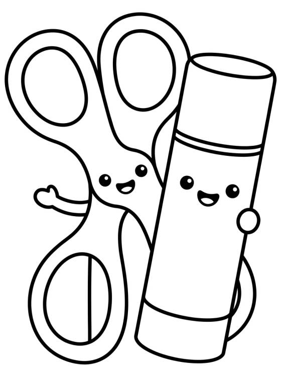 Tesoura Sem Ponta e Tubo de Cola para colorir Desenho de Tesoura Sem Ponta e Tubo de Cola para colorir e imprimir grátis