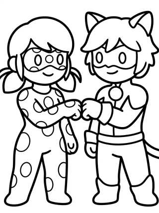 Desenho de Ladybug e Cat Noir Juntos para colorir e imprimir grátis