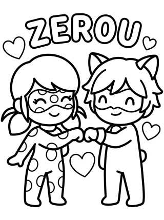 Ladybug e Cat Noir Zerou para colorir Desenho de Ladybug e Cat Noir Zerou para colorir e imprimir grátis