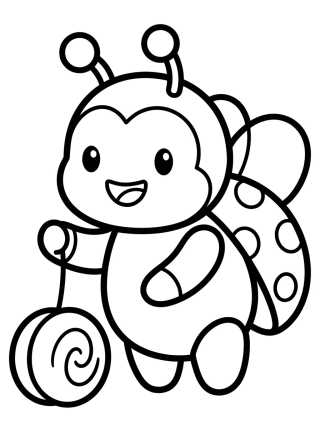 Desenho de Ladybug Fofa com Yo-yo para colorir e imprimir grátis