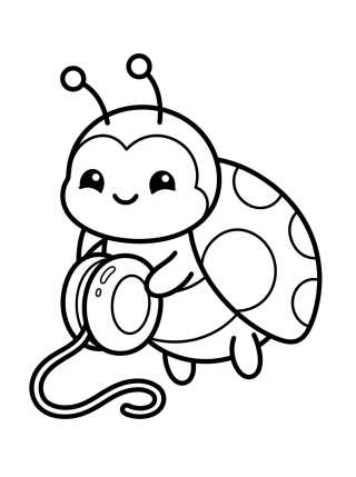 Ladybug Kawaii com Ioiô Mágico para colorir Desenho de Ladybug Kawaii com Ioiô Mágico para colorir e imprimir grátis