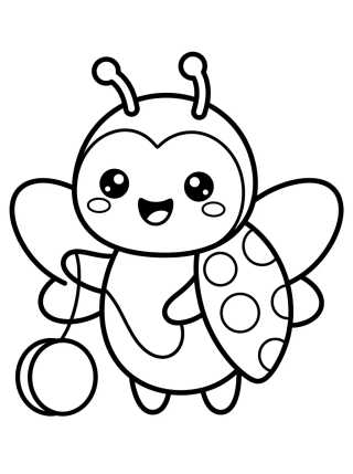 Desenho de Ladybug Kawaii Sorrindo para colorir e imprimir grátis