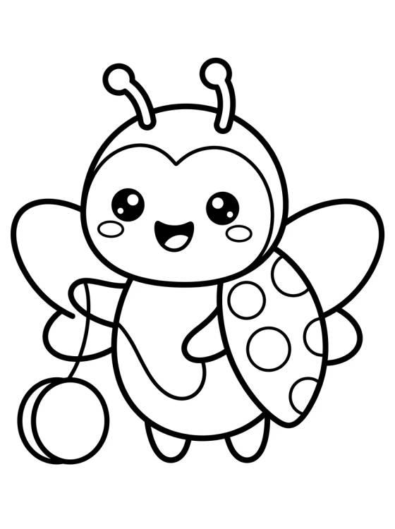 Ladybug Kawaii Sorrindo para colorir Desenho de Ladybug Kawaii Sorrindo para colorir e imprimir grátis