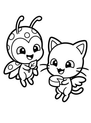 Desenho de Tikki e Plagg Kwamis Fofos para colorir e imprimir grátis