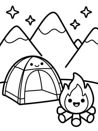 Acampamento nas Montanhas para colorir Desenho de Acampamento nas Montanhas para colorir e imprimir grátis