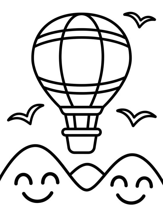 Desenho de Balão Voando Sobre as Montanhas para colorir e imprimir grátis