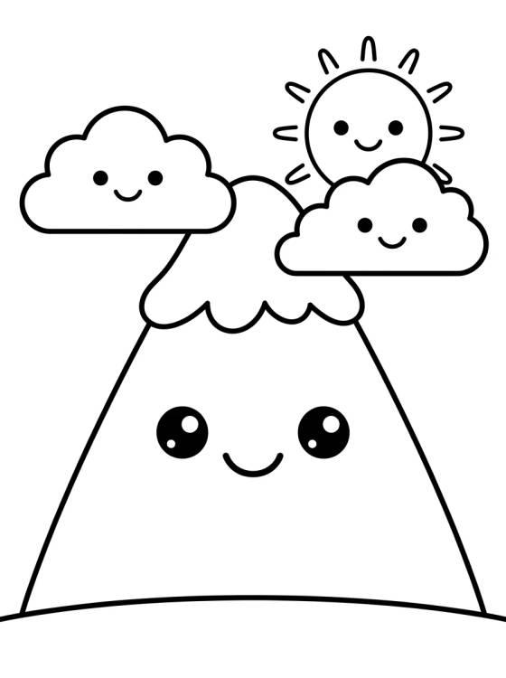 Montanha Sorridente com Neve para colorir Desenho de Montanha Sorridente com Neve para colorir e imprimir grátis
