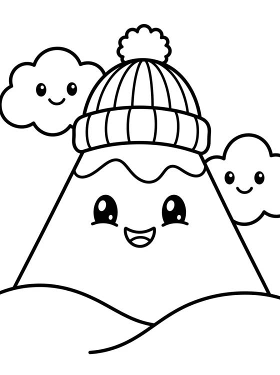 Desenho de Montanha Sorridente com Neve para colorir e imprimir grátis