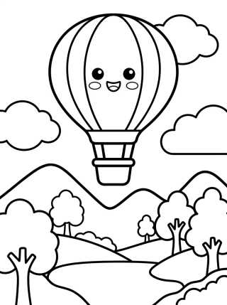 Montanhas e Balão Mágico para colorir Desenho de Montanhas e Balão Mágico para colorir e imprimir grátis